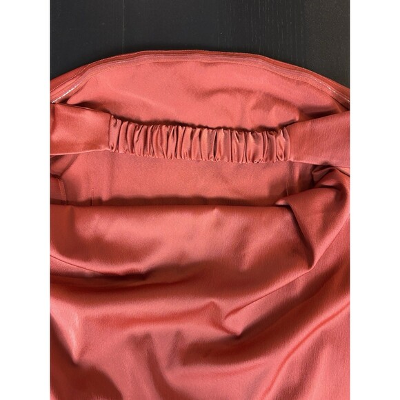 by Anthropologie Strapless Dress Orange Red Rust Satin Size Large Cowl Back - Picture 11 of 15